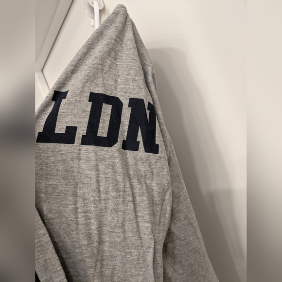 Men's hooded long sleeve T-Shirt FCUK size Large blue and gray very thin& light - Picture 3 of 5